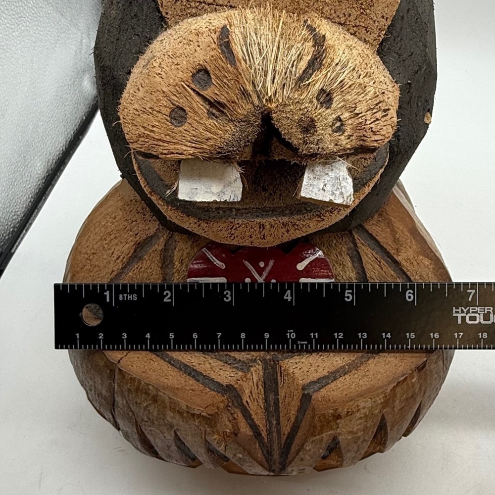 Hand Carved Coconut Monkey Folk Art Figurine Philippines Tropical Tiki Decor - Picture 7 of 13